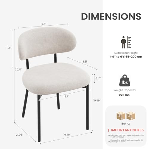 Upholstered Dining Chairs Set of 4, Modern Kitchen Chairs with Metal Legs