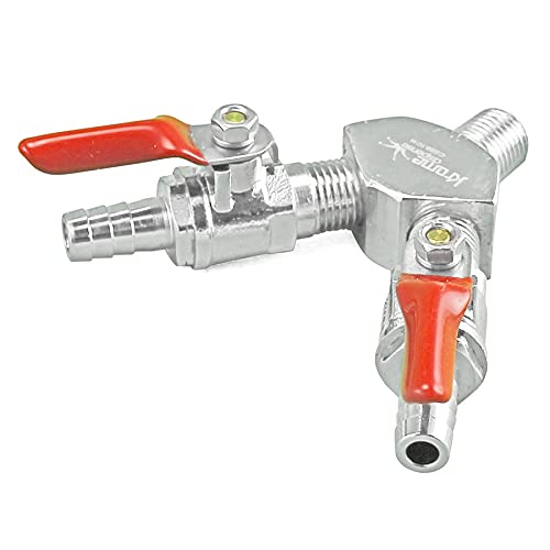 TAPCRAFT -CO2 Y Splitter for Draft Beer Regulator with 5 Foot Air Lines Chrome Plated - CO2 Tubing - Gas Line for Draft Beer