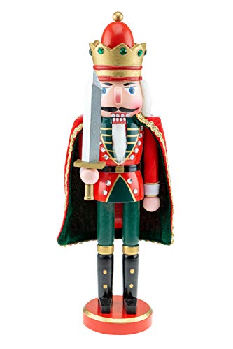 Clever Creations Green King 14-Inch Traditional Wooden Nutcracker for Shelves & Tables (Variation: Green King)