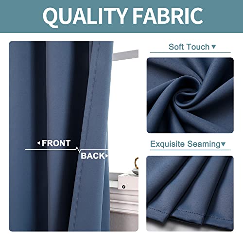 Stone Blue Blackout Curtains - 42 x 48 Inch Thermal Insulated Grommet Drapes