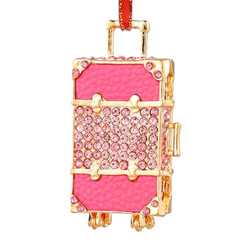 JUESMOS Pink Suitcase Christmas Ornament - Suitcase1, Metal Travel Xmas Keepsake