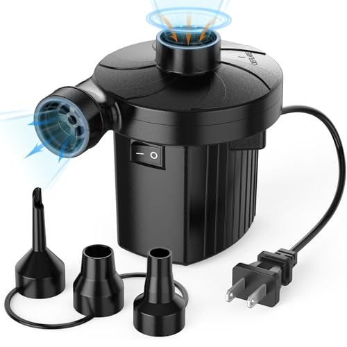 Portable Electric Air Pump for Inflatables - Quick-Fill AC Pump with 3 Nozzles