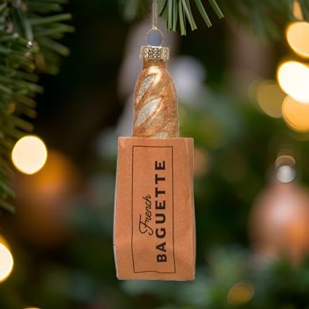 French Baguette Ornament in Bag – Glass Christmas Decoration