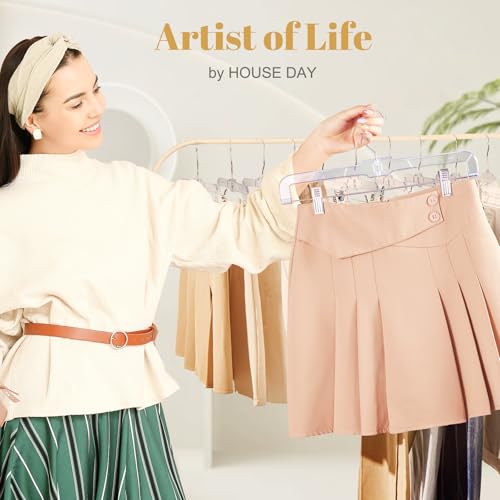 Clear Pants Hangers with Adjustable Clips 12 Pack for Skirts