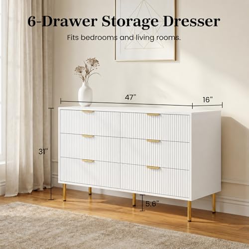 White and Gold 3-Piece Bedroom Dresser & Nightstand Set - RIHHA Velaire Collection
