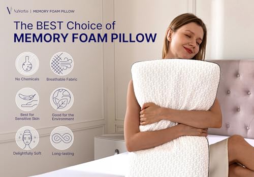 Vaverto Cooling Gel Memory Foam Pillow - Standard Firm Bed Pillow
