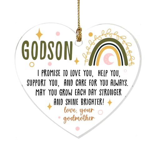 NKBINLILI Godson Gift Heart Ornament Keepsake Sign C - Birthday Christmas Graduation Baptism