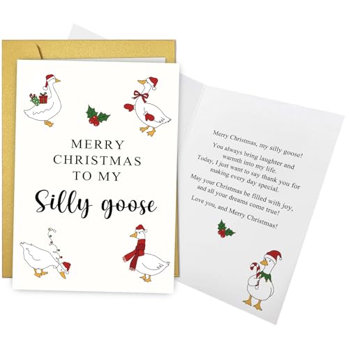 Silly Goose Christmas Card Gift for Him Her - Funny Holiday Greeting Card