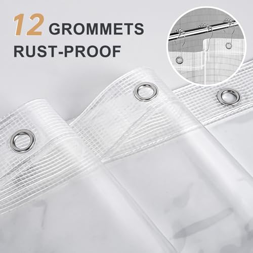 Heavy Duty Clear Shower Curtain Liner, 72 x 72 Inch Weighted Plastic Liner