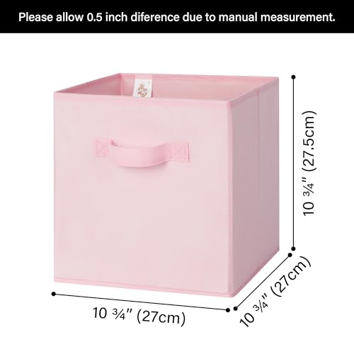 Pink 11-Inch Cube Storage Bins 6-Pack Collapsible Organizer Baskets
