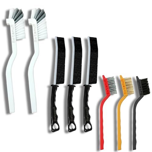 8-Piece Grout & Crevice Cleaning Brush Set - Stiff Bristle Scrub Brushes