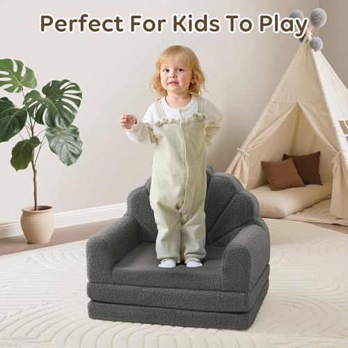Convertible Kids Foam Sofa - 2-in-1 Fold Out Chair for Play and Reading
