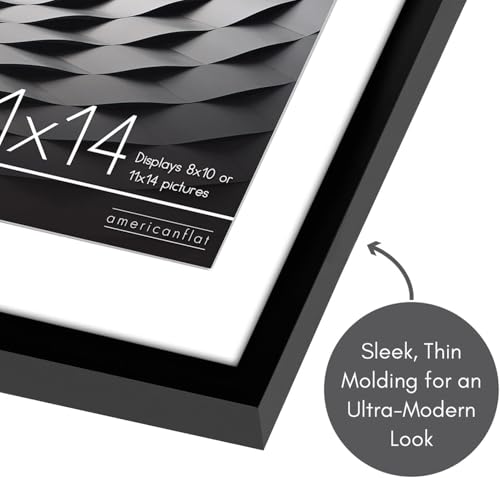 11x14 Black Wall Picture Frame with Mat for 8x10 - Shatter-Resistant Glass