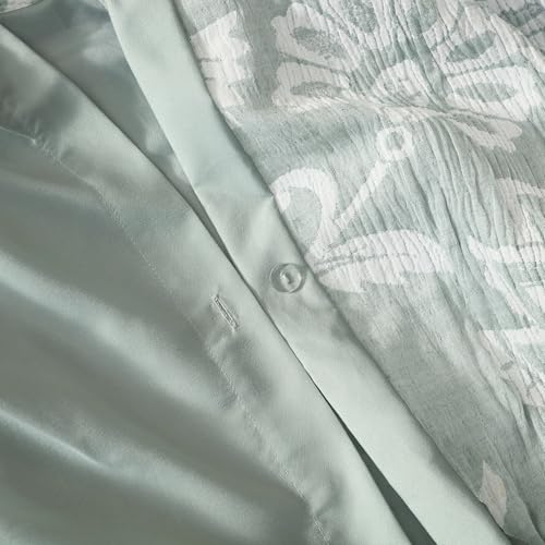 Sage Botanical Floral Duvet Set - King Size with 2 Shams