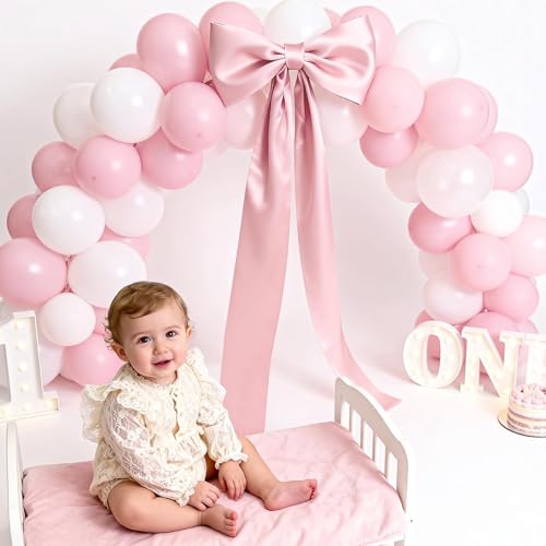 Extra Long Pink Satin Bow Wall Decor (70x20 Inch) for Coquette Room Decor