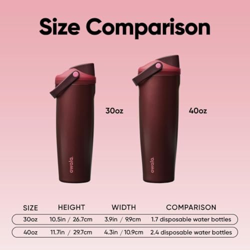 Owala FreeSip Sway Stainless Steel Water Bottle 30 oz Black Cherry