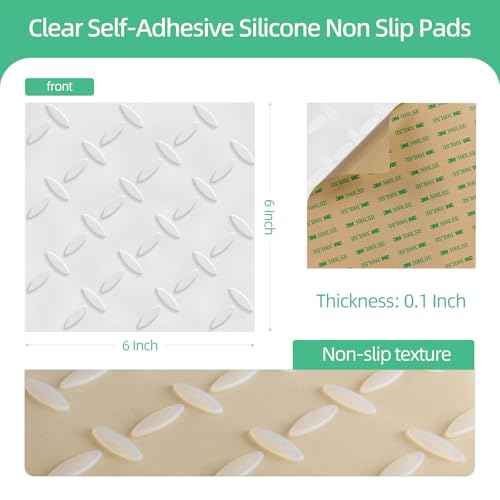 5-Pack 6x6-Inch Clear Silicone Non-Slip Rug Gripper Pads for Carpets