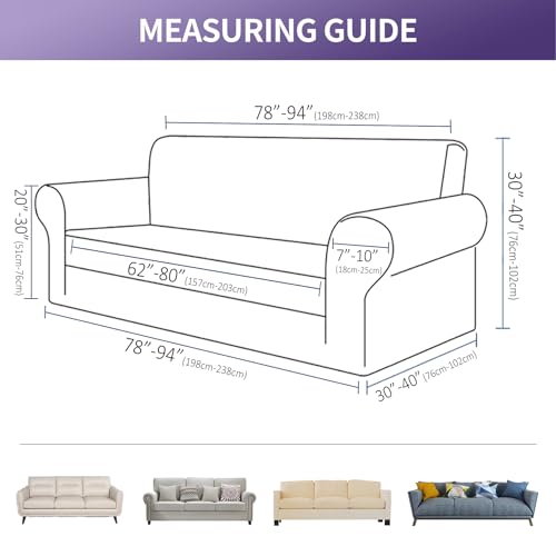 Stretch Sofa Slipcover - 1-Piece Water-Repellent Couch Cover for 3 Cushion Sofas