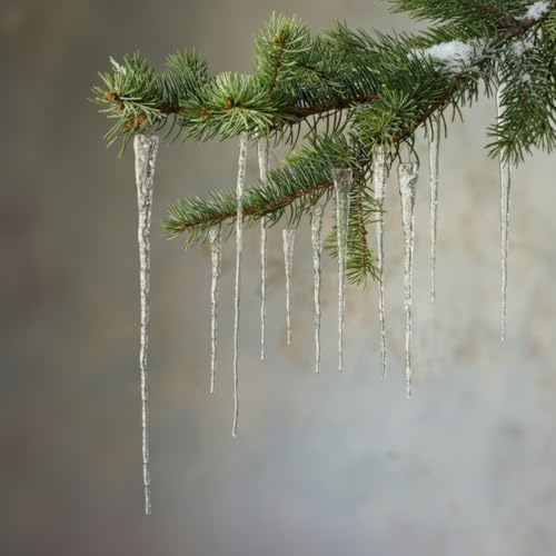 8 Pcs 11-Inch Clear Glass Icicle Ornaments for Christmas Tree Decoration