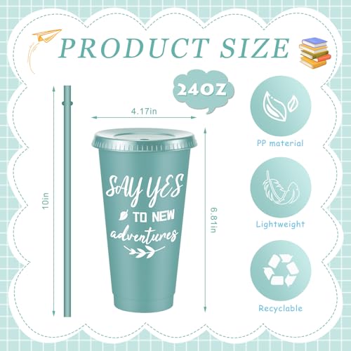 Uiifan 100 Pcs Inspirational Travel Tumblers Morandi Color – 24 Oz Plastic Cups