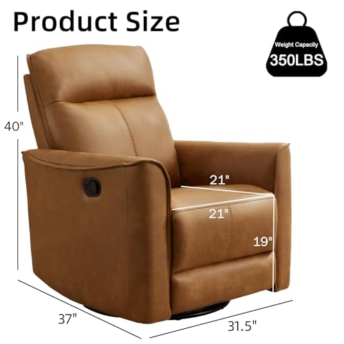 Swivel Rocker Recliner Chair, 360° Glider Nursing Chair with Leathaire