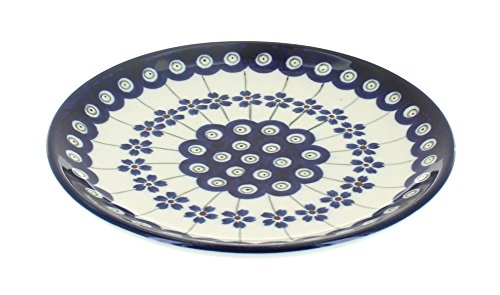 Blue Rose Polish Pottery Flowering Peacock Saucer 6.25" Ceramic Dish - Handcrafted Poland
