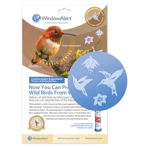 Hummingbird Anti-Collision Decals - UV-Reflective Window Clings (4 Pack)