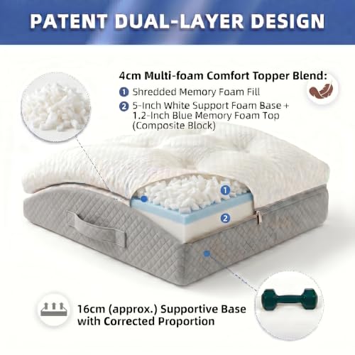 Dual Layer Memory Foam Leg Elevation Pillow with Washable Cover