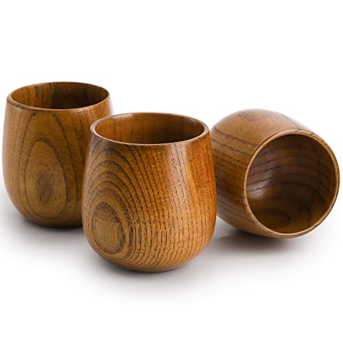 Hiceeden 6 Pack Wooden Japanese Tea Cups 5oz Natural Jujube Wood Handcrafted Drinkware