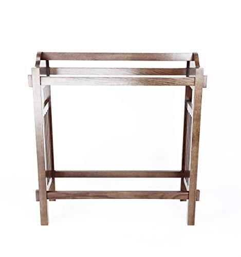 Wooden Quilt Rack with 3 Hanging Bars, Oak Brown Finish