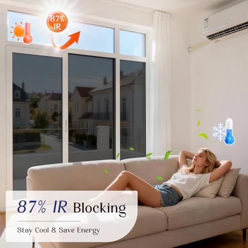 One Way Window Tint Film - Black-Silver, 17.5" x 78.7", UV Blocking & Privacy