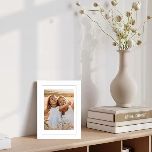 5x5 Solid Wood Picture Frame with Real Glass, Holds 4x4 or 5x5 Photos