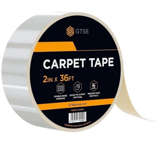 Heavy-Duty Double-Sided Carpet Tape, 2in x 36ft Rug Grip for Floors