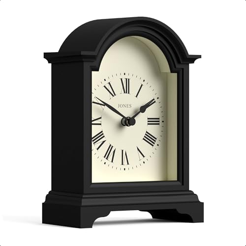 Small Arch Top Mantel Clock, Matte Black Carriage Clock for Desk or Shelf