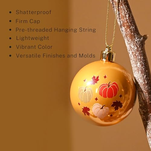 DecorbyHannah 21ct Gold Orange Fall Ornaments Set – Autumn Harvest Christmas Tree Decoration (Large / Autumn Glow)