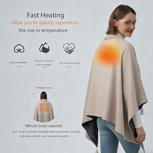 USB Heated Cotton Shawl with 3 Heating Levels for Home and Outdoor Use