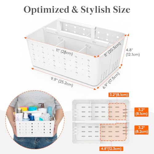 Portable Shower Caddy - Adjustable Plastic Organizer with Drain Design