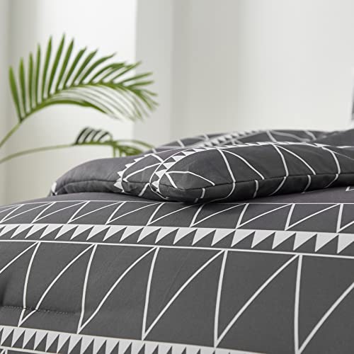 Dark Grey Reversible Comforter Set King - 3 Pieces, Lightweight Microfiber