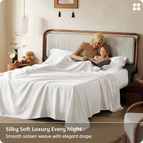 Cooling Bamboo Queen Sheet Set - Silky Soft 4-Piece Bedding with Deep Pockets