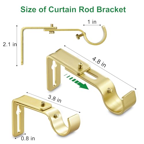 Adjustable Curtain Rod Brackets - Heavy Duty Metal Holders, 3-Pack