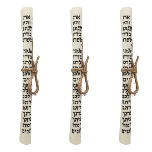 3-Pack Decorative Mezuzah Scrolls, 82mm Non-Kosher Hebrew Calligraphy