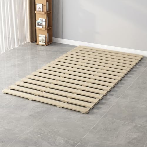 Full Size Solid Wood Floor Bed Slats Rollable Tatami Mattress Foundation