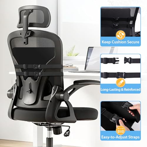 Ergonomic Lumbar Support Pillow for Office & Gaming Chairs - Memory Foam, Adjustable Straps, Machine Washable