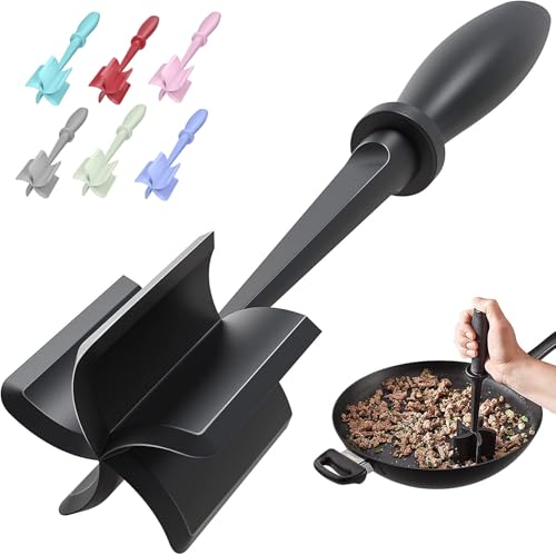 Ground Meat Chopper & Smasher Utensil - Heat-Resistant 5-Blade Nylon Masher