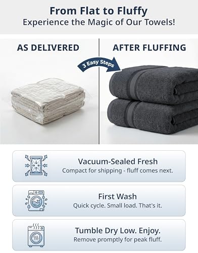 4-Piece Bath Towel Set, 100% Cotton Soft & Absorbent Towels - Cool Grey