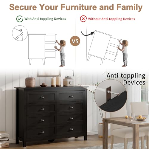 3-Piece Modern Bedroom Dresser and Nightstand Set, 10-Drawer Storage