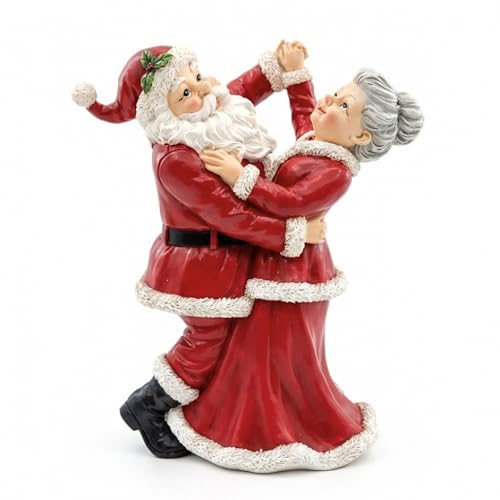 10-Inch Dancing Santa & Mrs. Claus Christmas Figurine - Holiday Decor