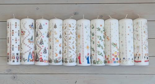 Alison Gardiner Holly & Ivy Advent Candle - 70hr Unscented Christmas Decor