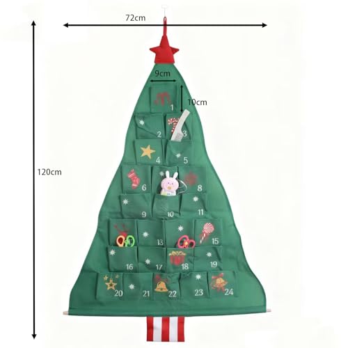 Christmas Tree Wall Organizer with 24 Pockets - Holiday & Year-Round Storage