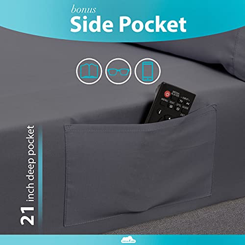 DREAMCARE 6-Piece King Sheet Set - Extra Deep Pocket Bed Sheets, Gray